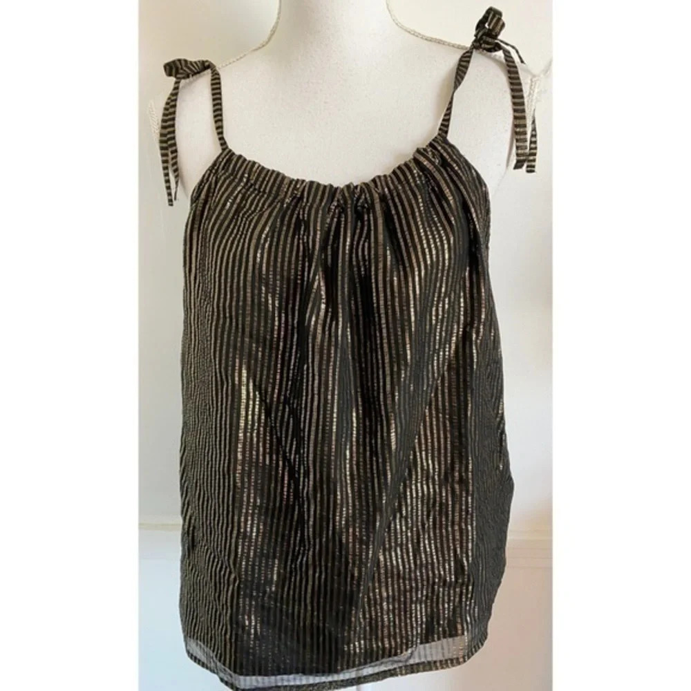 Madewell • Black Gold Metallic Striped Cami Top